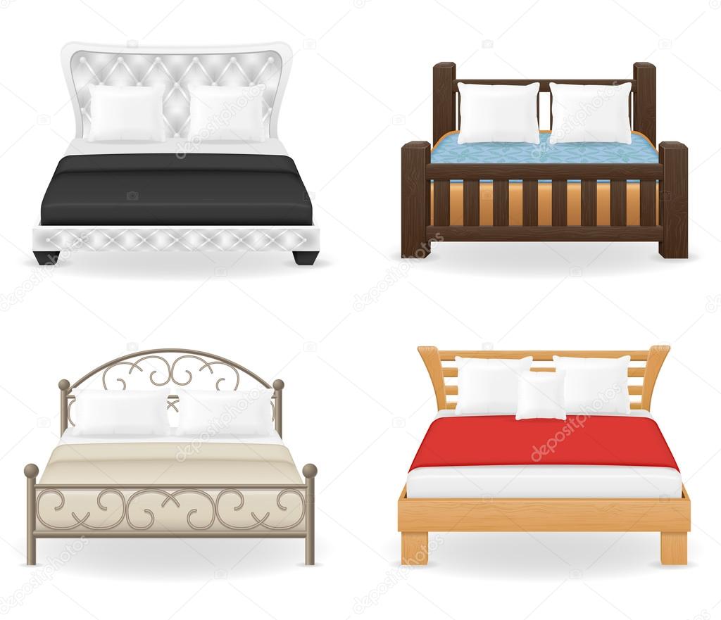 set icons furniture double bed vector illustration