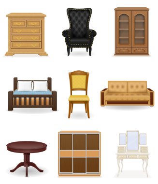 mobilya vektör çizim Icons set