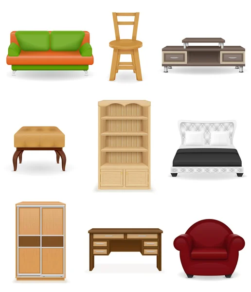 Set iconos muebles vector ilustración — Archivo Imágenes Vectoriales