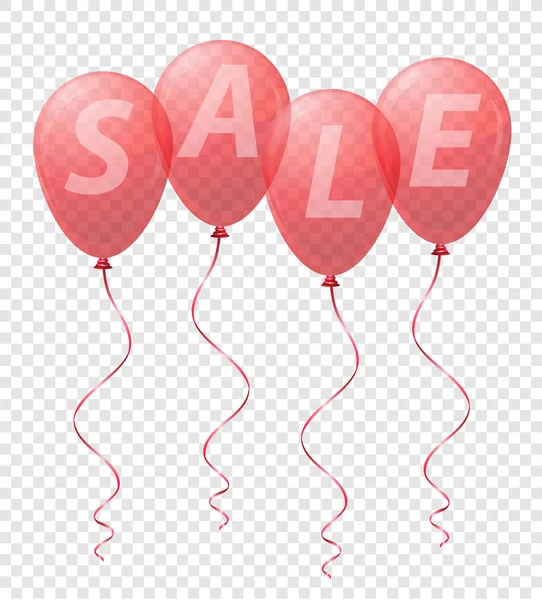 Transparente rote Luftballons mit der Aufschrift Verkaufsvektor illust — Stockvektor
