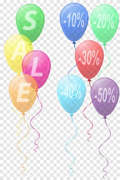 Ballons de couleurs transparentes avec l'inscription vente vecteur ill — Image vectorielle