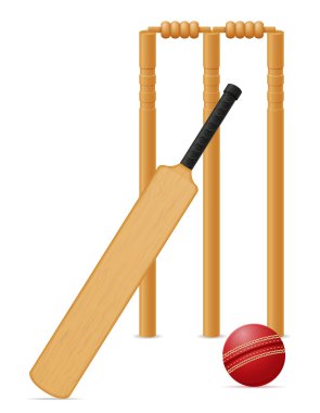 cricket equipment bat ball and wicket vector illustration clipart