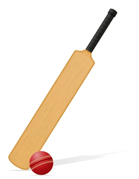 Cricket bat e bola vetor ilustração — Vetor de Stock