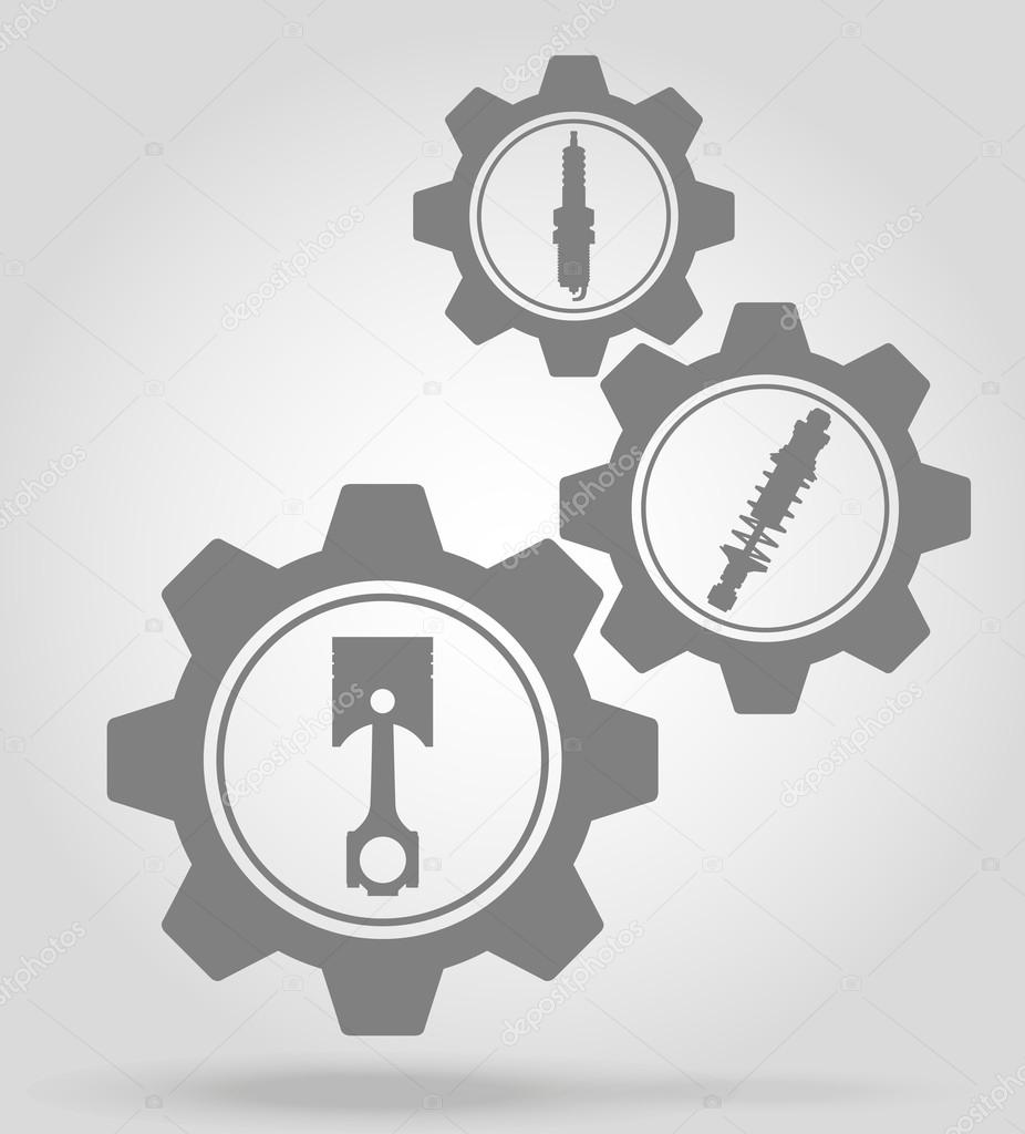 car parts gear mechanism concept vector illustration