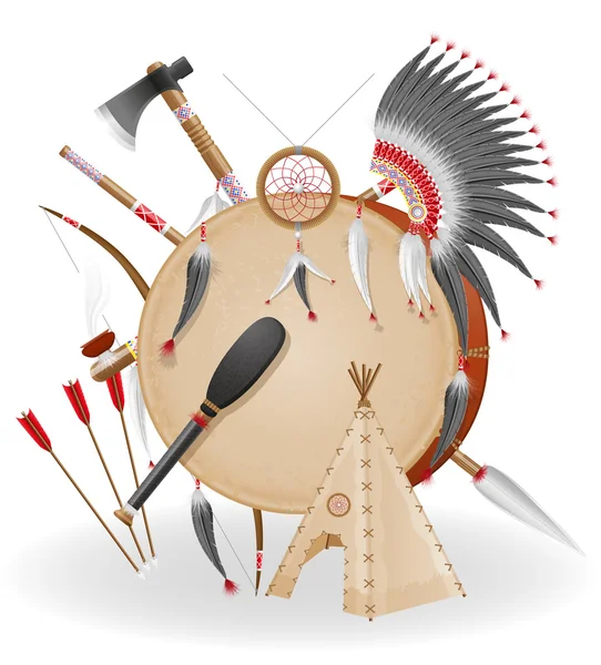 American indians concepto iconos vector ilustración — Vector de stock