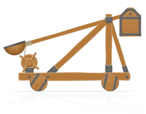 Old wooden catapult vector illustration — Stock Vector