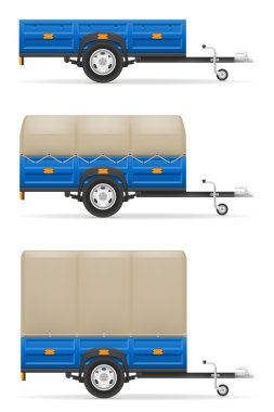 set icons car trailer for the transportation of goods vector ill