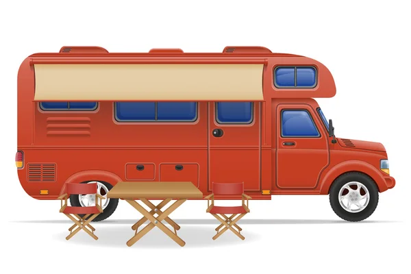 Samochód van karawana camper Przyczepa mieszkalna ilustracji wektorowych — Wektor stockowy