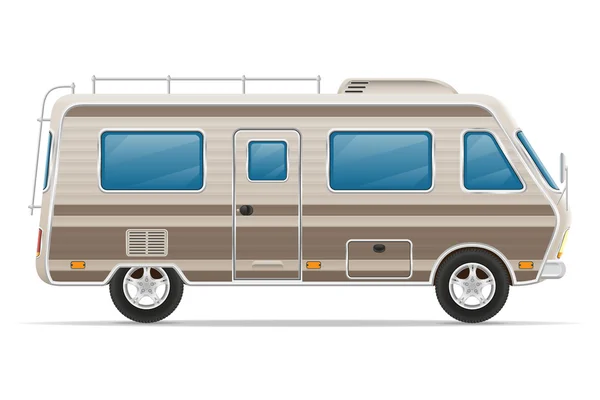 Carro van caravana campista móvel home vetor ilustração — Vetor de Stock