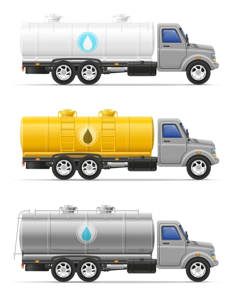 Camion cargo con serbatoio per trasporto liquidi vettoriale illustrati — Vettoriale Stock