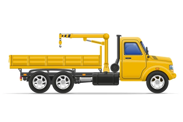 Camion cargo avec grue pour soulever des marchandises illustration vectorielle — Image vectorielle