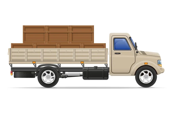 Lading vrachtwagen levering en transport goederen concept vector ziek — Stockvector