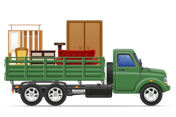 Cargo truck delivery and transportation of furniture concept vec — Stock Vector