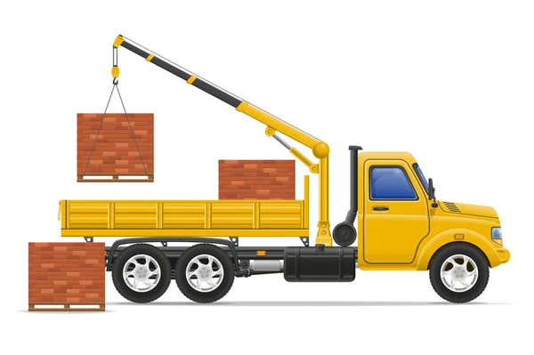 Entrega de camiones de carga y transporte de material de construcción — Archivo Imágenes Vectoriales
