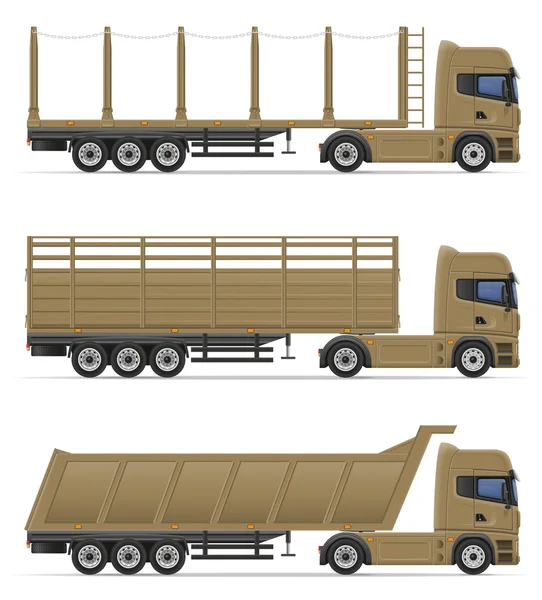 Vrachtwagen opleggers voor transport van goederen vector illustrati — Stockvector