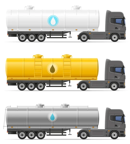 Camion semi-remorque avec réservoir pour le transport de liquides vecteur ill — Image vectorielle