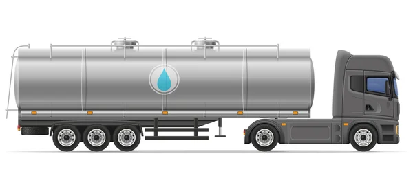 Caminhão semi-reboque com tanque para o transporte de líquidos vetor doente —  Vetores de Stock