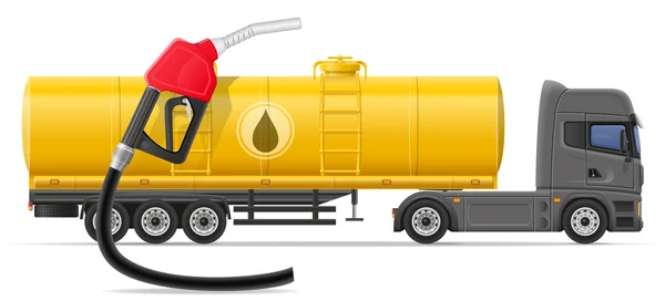 Camion semirimorchio consegna e trasporto di carburante per il trasporto — Vettoriale Stock