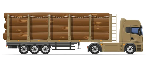 Lieferung von LKW-Sattelanhängern und Transport von Baumaschinen — Stockvektor