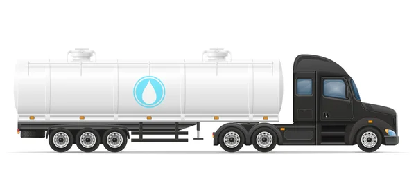 Entrega de camiones semirremolque y transporte de tanque para líquidos — Vector de stock