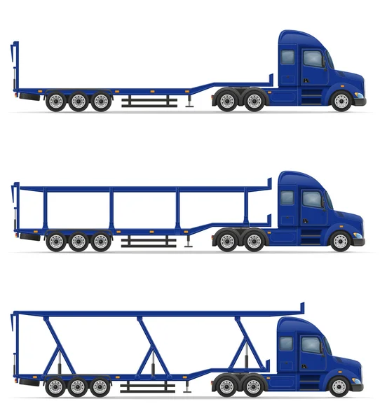 Truck semi trailer for transportation of car — Stock Vector