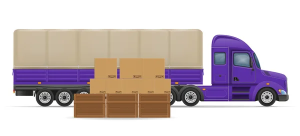 Vrachtwagen opleggers voor transport van goederen concept vector il — Stockvector