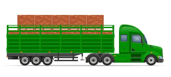 Vrachtwagen semi trailer levering en transport van bouw m — Stockvector