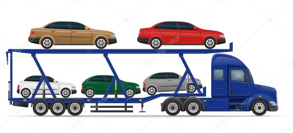 truck semi trailer for transportation of car concept vector illu