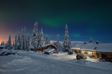 Northern lights in Lapland clipart