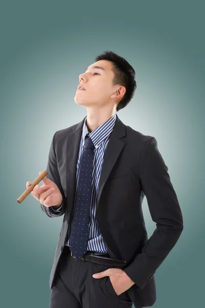 Businessman holding a cigar — Stock Photo, Image