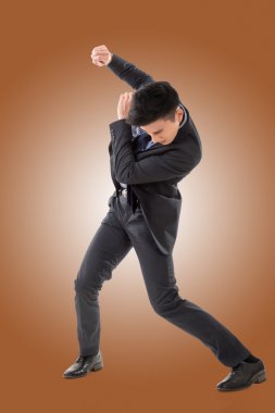 Asya iş adamı mücadele poz