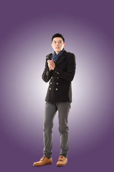 Asian young man feel cold — Stock Photo, Image