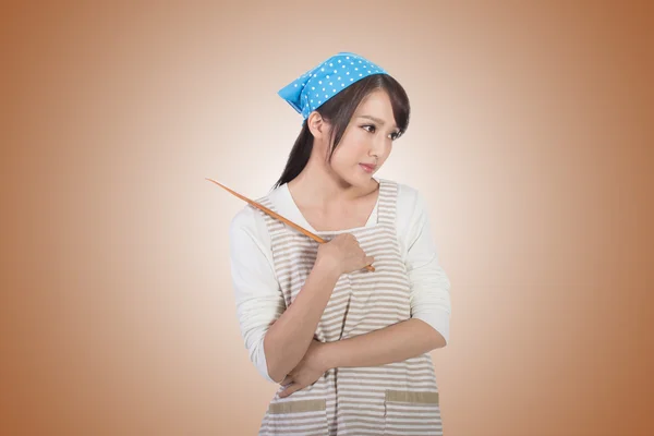 Verrückte asiatische Hausfrau — Stockfoto