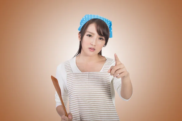 Mad Asian housewife — Stock Photo, Image