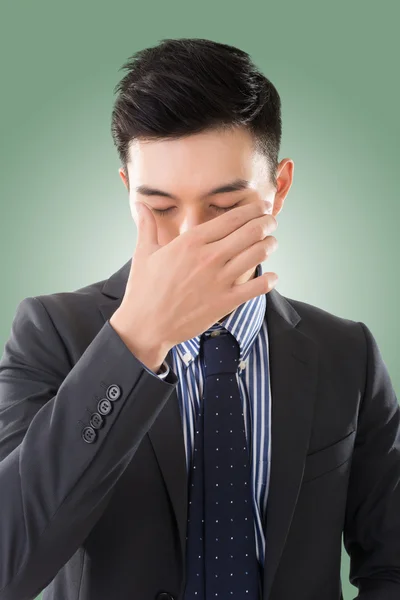 Holding something on face — Stock Photo, Image