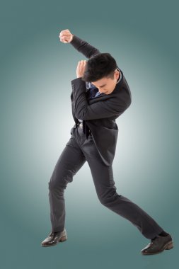 Asya iş adamı mücadele poz