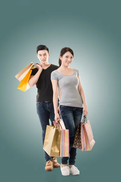 Asiático casal compras — Fotografia de Stock