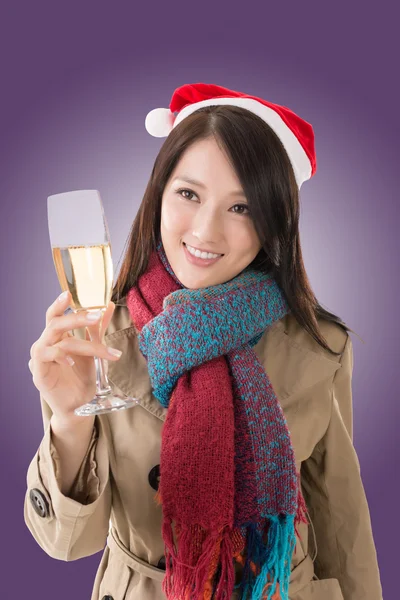 Woman hold a glass of champagne — Stock Photo, Image