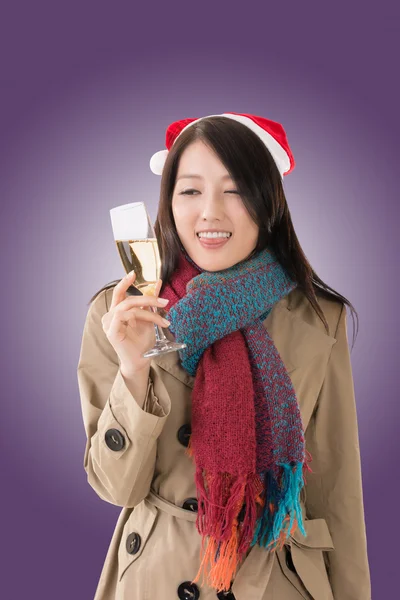 Woman hold a glass of champagne — Stock Photo, Image