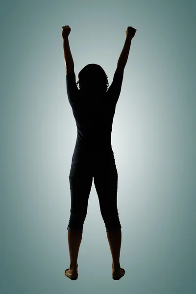 Silhueta de jovem mulher asiática pose — Fotografia de Stock