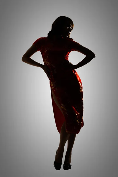 Silhouette of Chinese woman — Stock Photo, Image