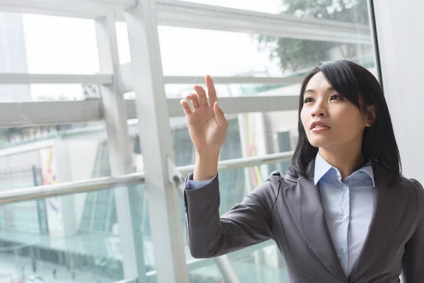 Touch the screen or the glass — Stock Photo, Image