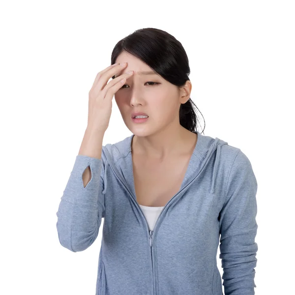 Dolor de cabeza mujer asiática —  Fotos de Stock