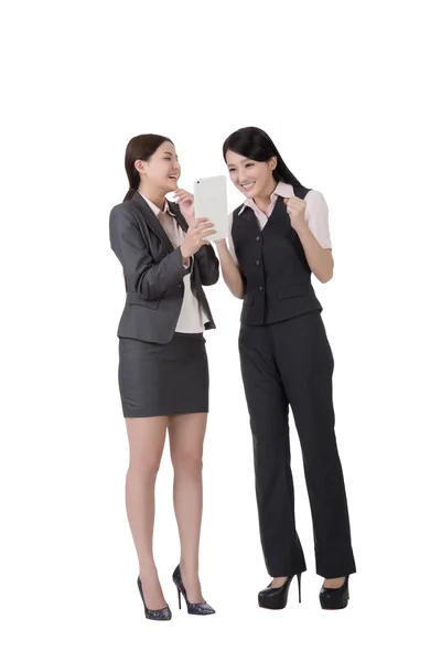 Business woman holding pad — Stock Photo, Image