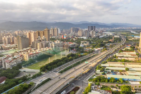 Banqiao Taiwan Oktober 2019 Vanuit Lucht Uitzicht Het Ochtendlandschap Met — Stockfoto