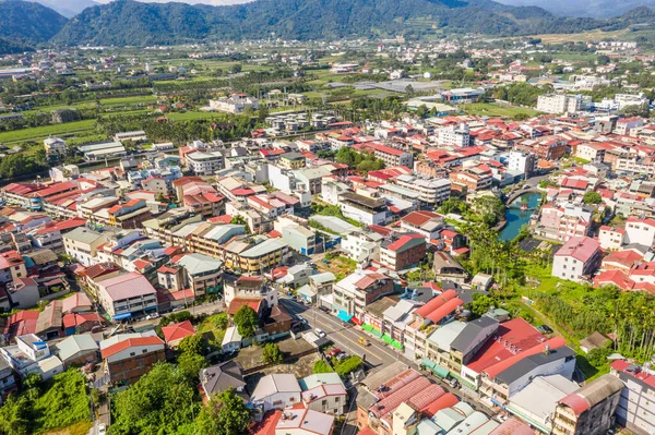 Nantou Taiwan Setembro 2019 Vista Aérea Cidade Puli Com Edifícios — Fotografia de Stock