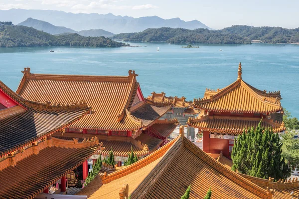 Traditionelles Dach Wenwu Tempel Sun Moon Lake Taiwan — Stockfoto