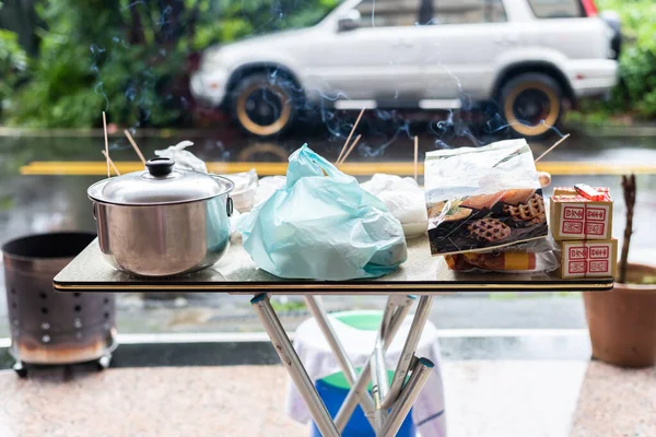 Nantou Taiwán Agosto 2019 Los Taiwaneses Ponen Cerdo Bebida Aperitivos —  Fotos de Stock