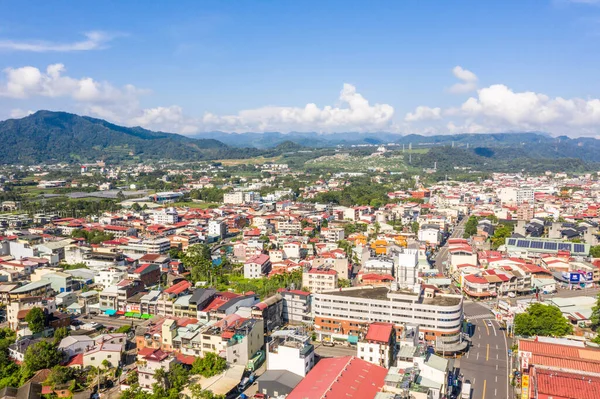 Nantou Taiwan September 2019 Luftaufnahme Der Stadt Puli Mit Gebäuden — Stockfoto