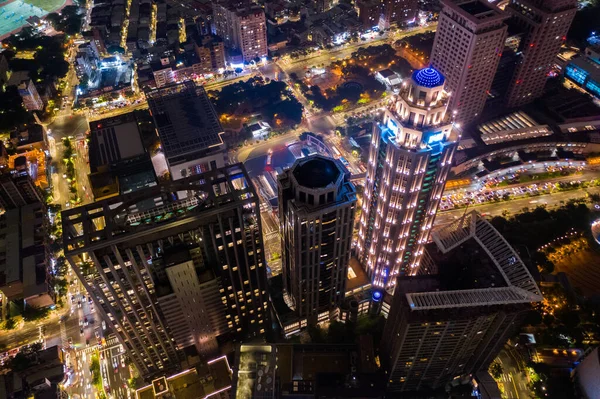 Banqiao Taiwan Ottobre 2019 Veduta Aerea Della Scena Notturna Con — Foto Stock